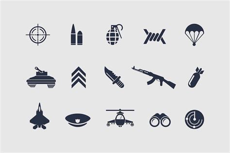 12 Military Icons Design Template Place