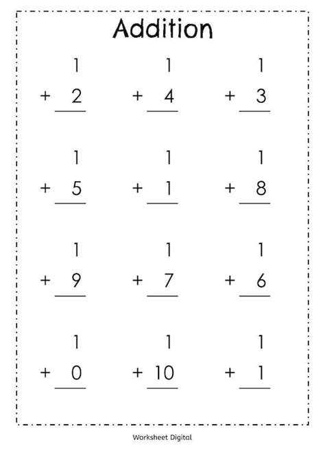 20 Printable Addition Worksheets Numbers 1 10 For Preschool Etsy