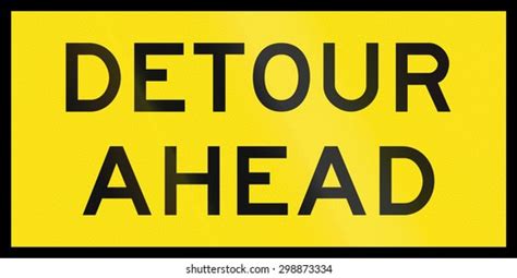 Australian Temporary Road Sign Detour Ahead Stock Illustration