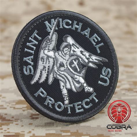 Saint Michael Protect Us Patch écusson Brodé Moral Avec Velcro Velcro