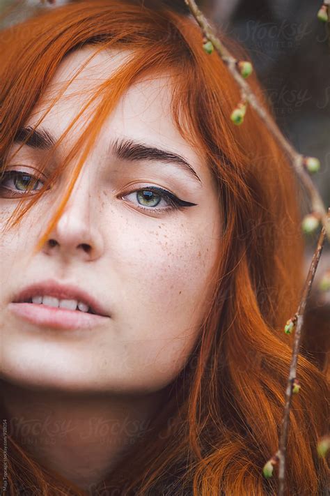 Beautiful Redhead With Freckles Del Colaborador De Stocksy Maja