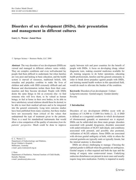 Pdf Disorders Of Sex Development Dsds Their Presentation And