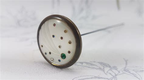 Vintage Hat Pin Art Deco Mother Of Pearl Hat Pin Inset With Etsy Uk