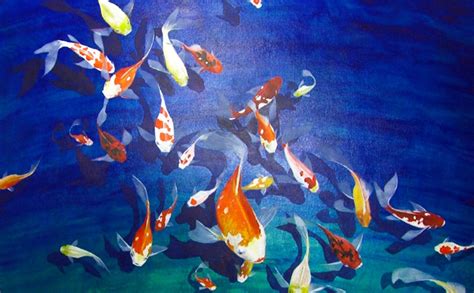 Art Lesson How To Paint A Koi Pond Using Acrylic Paint With Images