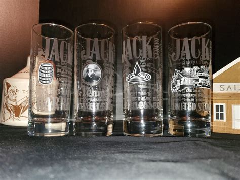 Collection Set Of 4 Unique Jack Daniels Tall Glasses Glass Etsy