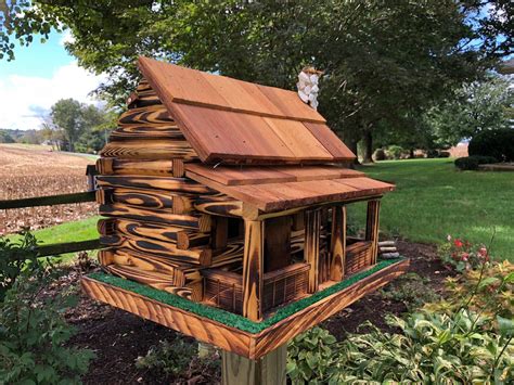 Log Cabin Birdhouse Amish Made Yard And Garden Decor In 2020 Bird