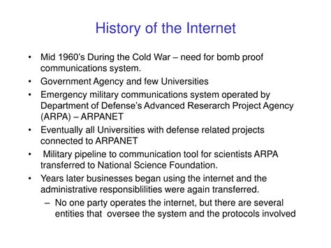 Ppt History Of The Internet Powerpoint Presentation Free Download