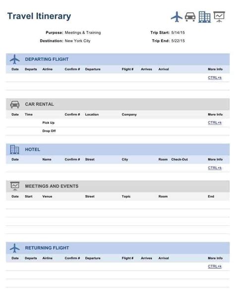 6 Travel Itinerary Templates Word Excel Templates Intended For