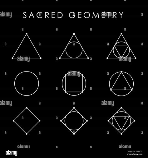 Sacred Geometry White Symbol Set Triangle Circle Square Rhombus