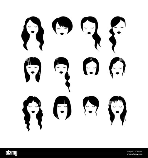 Pretty Woman Hairstyle Icons For Hair Salon Female Haircut Silhouette