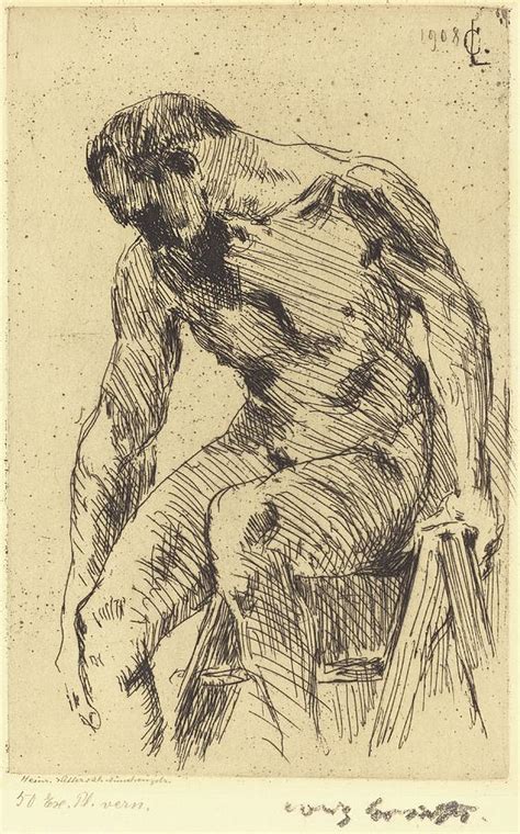 Seated Male Nude Drawing By Lovis Corinth