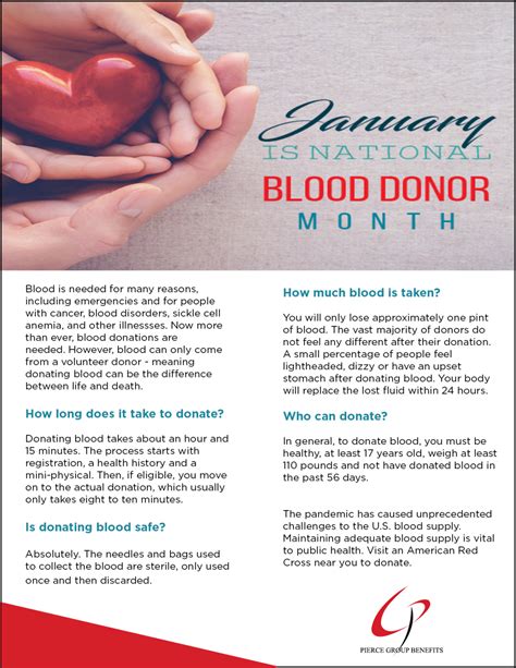 January Is National Blood Donor Month • Pierce Group Benefits