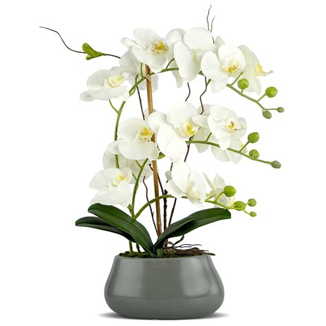 について Fake Orchid White Orchids Artificial Flowers Faux Orchid Plant In
