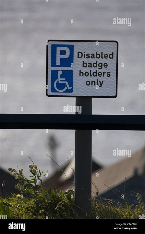 Blue Disabled Badge Holders Parking Sign Stock Photo Alamy