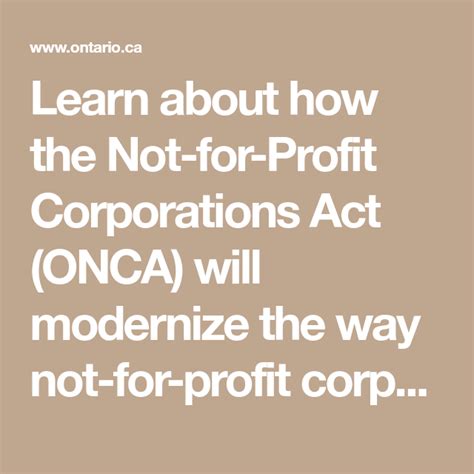 Learn About How The Not For Profit Corporations Act Onca Will