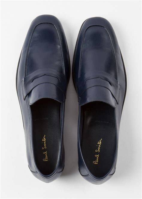 Lyst Paul Smith Mens Navy Leather Glynn Penny Loafers In Blue For Men