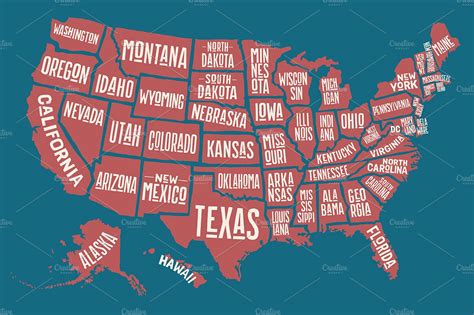 Map Of United States Of America Illustrations Creative Market