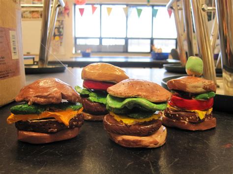 It is made from muslin, plastic and enamel. The Clever Feather: Clay Burger Update