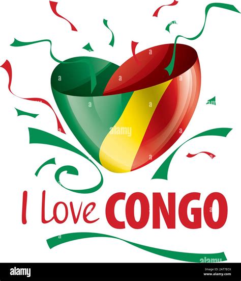 National Flag Of The Congo In The Shape Of A Heart And The Inscription