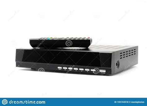 Digital Tv Tuner With Remote Control On White Background Stock Photo