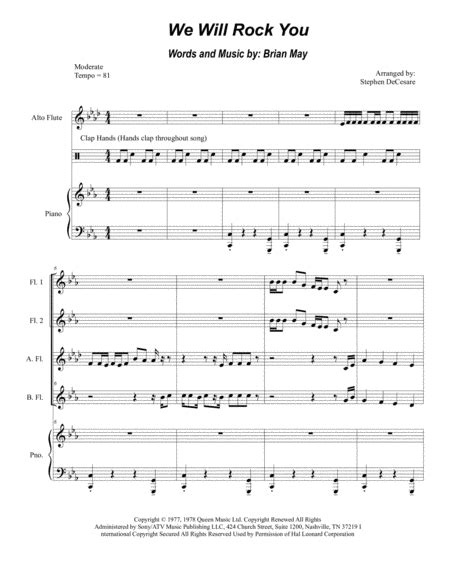Our recommendations come with links to purchase sheet music or an audition cut found on performerstuff.com. We Will Rock You For Flute Choir And Piano Free Music Sheet - musicsheets.org