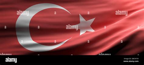 Turkey Sign Symbol Turkish National Flag Waving Texture Background