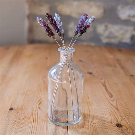 Glass Lavender Stems With Glass Bottle Vase By The Glass Florist