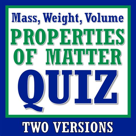 Properties Of Matter Quiz Mass Weight And Volume Flying Colors Science