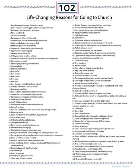 102 Life Changing Reasons For Going To Church Regularly Kingdom Bloggers