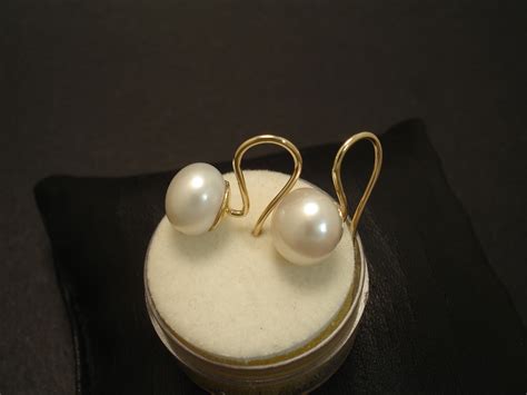 9mm Button Pearls Handmade Gold Earrings Christopher William Sydney