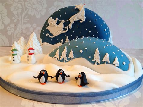 Santa Sleigh Snow Scene Cake Christmas Cake Designs Christmas Cake