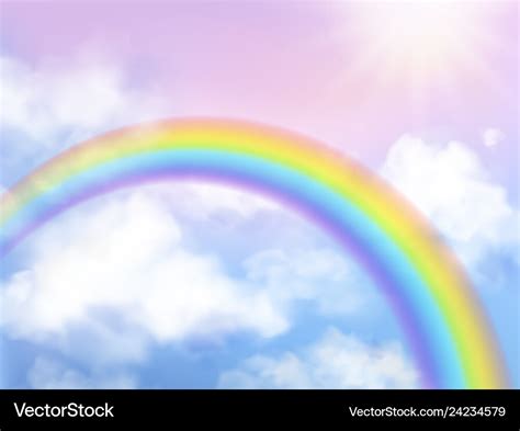 Rainbow Sky Fantasy Heaven Landscape Royalty Free Vector