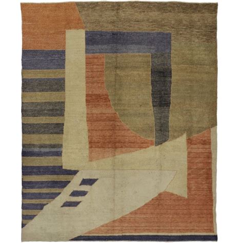 Mcm Turkish Rug With Cubism Style And Bauhaus Movement At 1stdibs