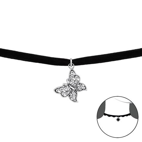 Silver Butterfly Choker Necklace Sterling Silver Choker Necklace