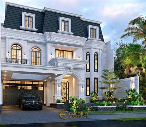 Desain Tampak Depan Kiri Rumah Klasik 3 Lantai Mrs M Di Jakarta Barat