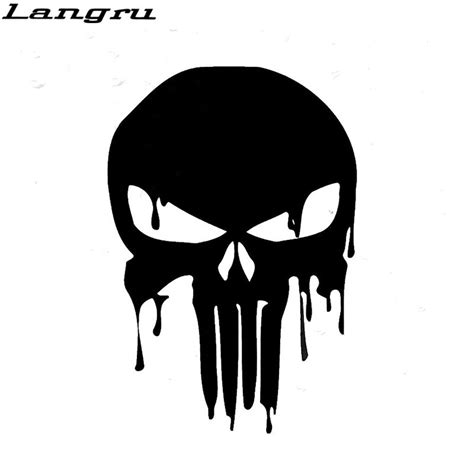 Langru Cool Graphics Bloody Punisher Skull Personalized Car Stickers