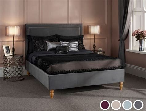 Louise Velvet Fabric Bed 3 Sizes 4 Colours Fabric Bed Bed