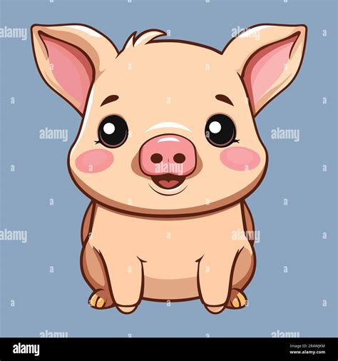 Cute Pig Cartoon Vector Illustration Of Happy Piggy Isolated On White