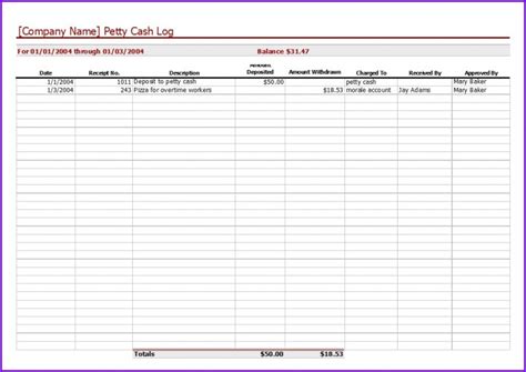 Petty Cash Template Excel