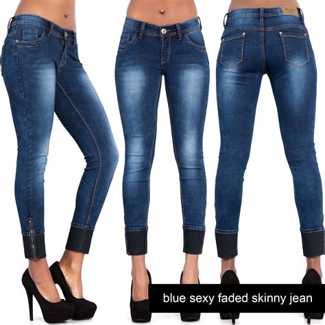 new ladies faded ripped knee skinny jeans womens sexy slim fit denim sizes 6 14 ebay