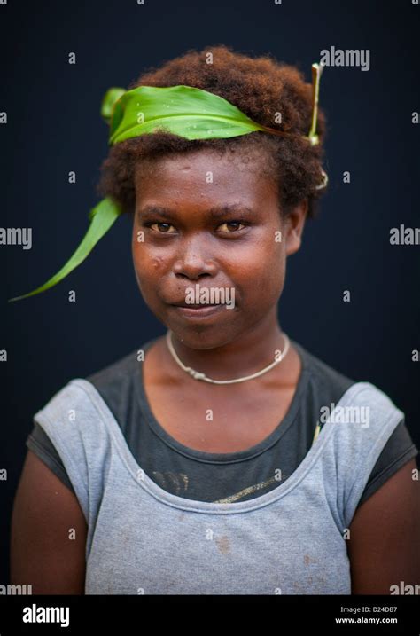 Girl From Langania Village New Ireland Island Papua New Guinea Stock