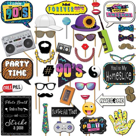 1990s Throwback Party Theme Photo Booth Props Decorations 41 Etsy 90s Theme Party Throwback