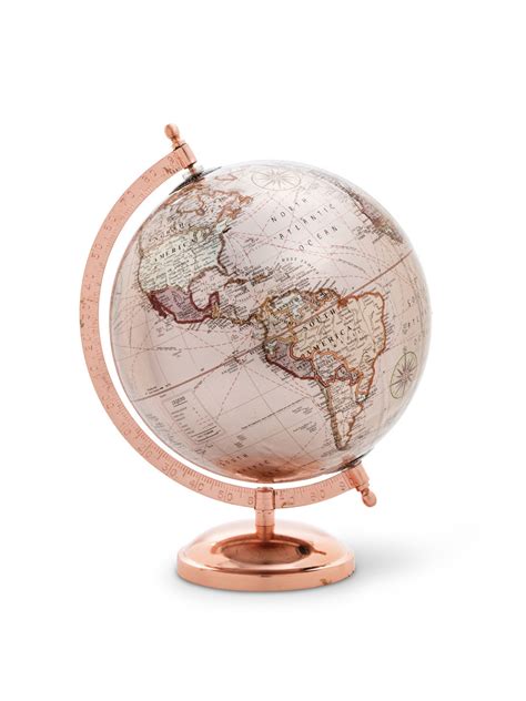 11 Height Plastic Map Geographical Globe With On Rose Gold Metal Stand