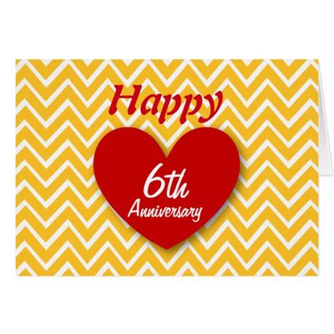 Happy 6th Wedding Anniversary Gold Chevrons B06 Greeting Card Zazzle