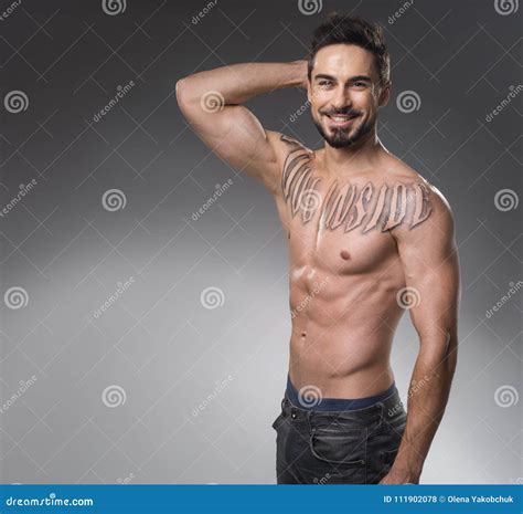 Athletic Man Posing Nude Stand Hand Stock Photos Free Royalty Free