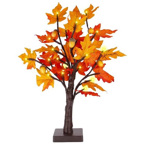 Artificial Fall Lighted Maple Tree 24 Led Thanksgiving Decorations