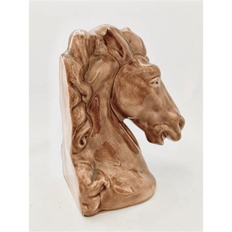 Vintage Equestrian Glazed Ceramic Horse Head Bust Signed Chairish