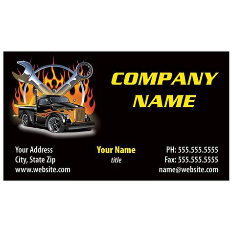 Full Color Auto Repair Business Cards Souped Up Truck