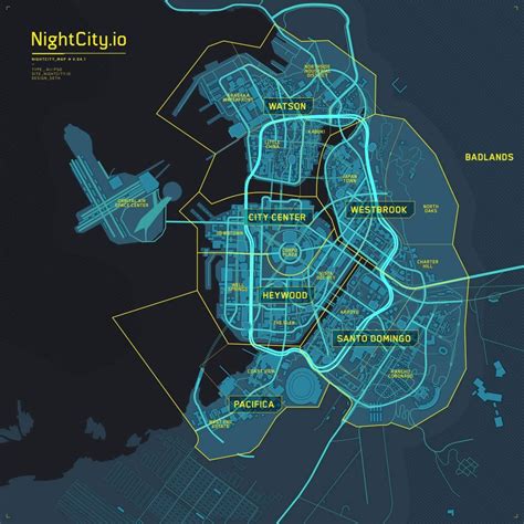 There are 7 districts in night city on the map: Night City.io: Eine Cyberpunk 2077 Map im Tron Legacy-Design