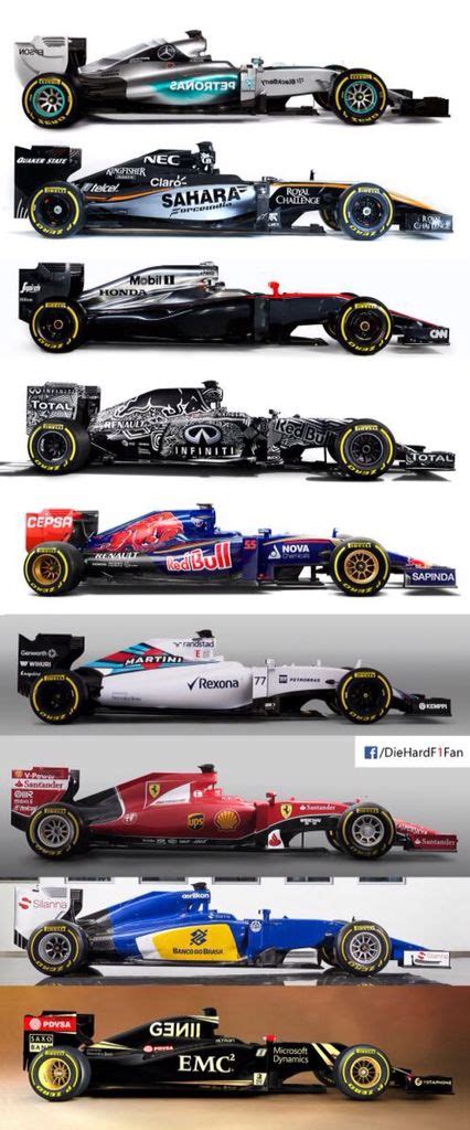 Formula racing car, isolated vector silhouette. Side view of all the 2015 cars (minus Manor) | Formula 1 ...